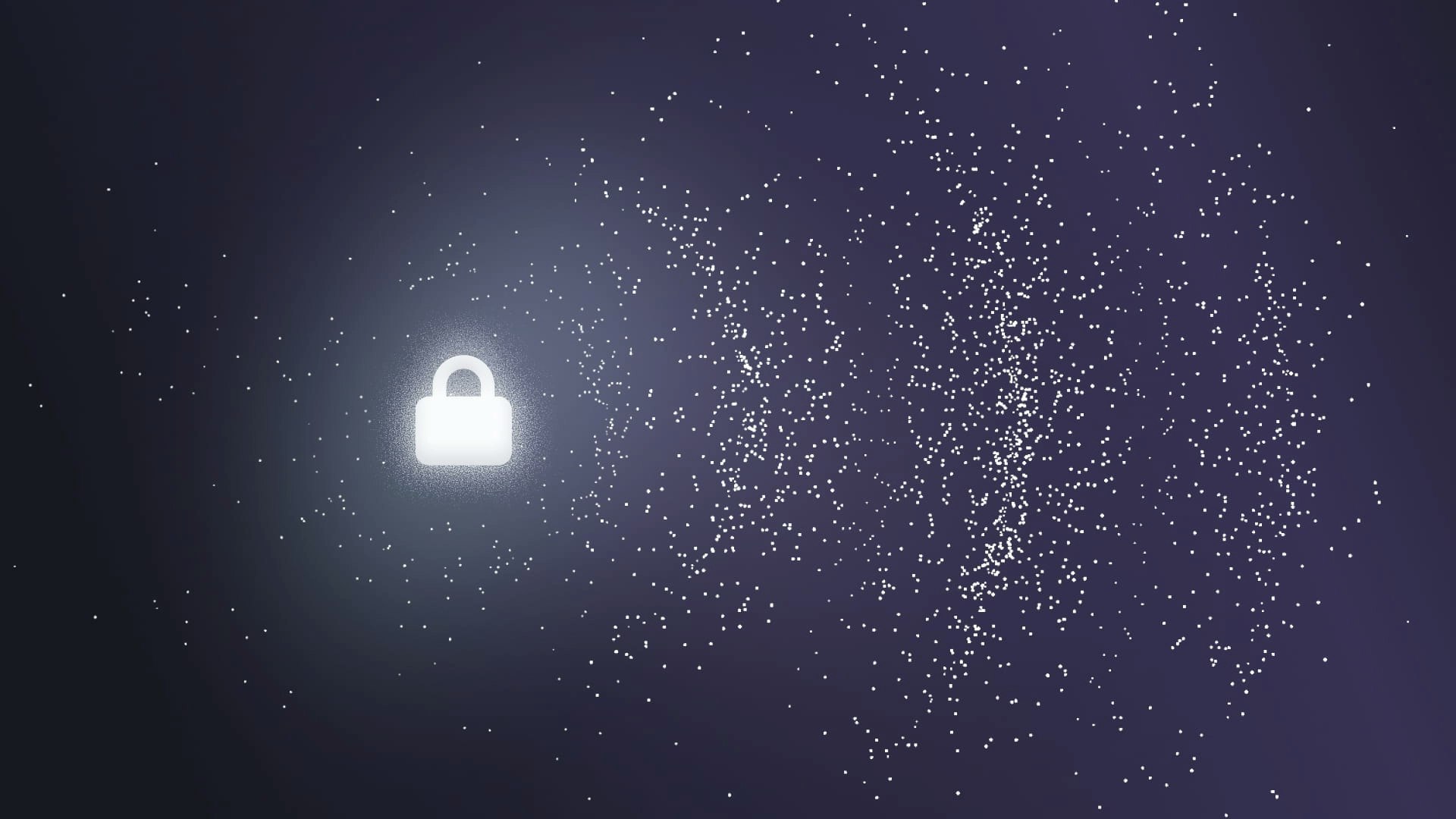 Lock icon with radiating particle pattern