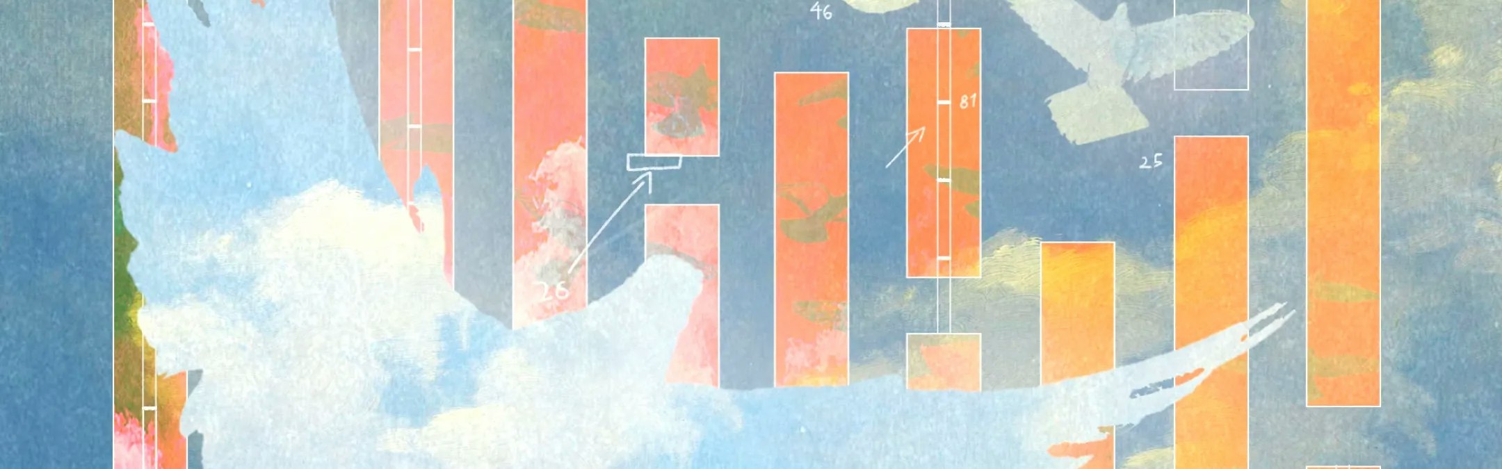 Illustration of birds flying over a light blue background and stylized pink-orange bar chart | Mercury's New Economics of Starting Up 2026
