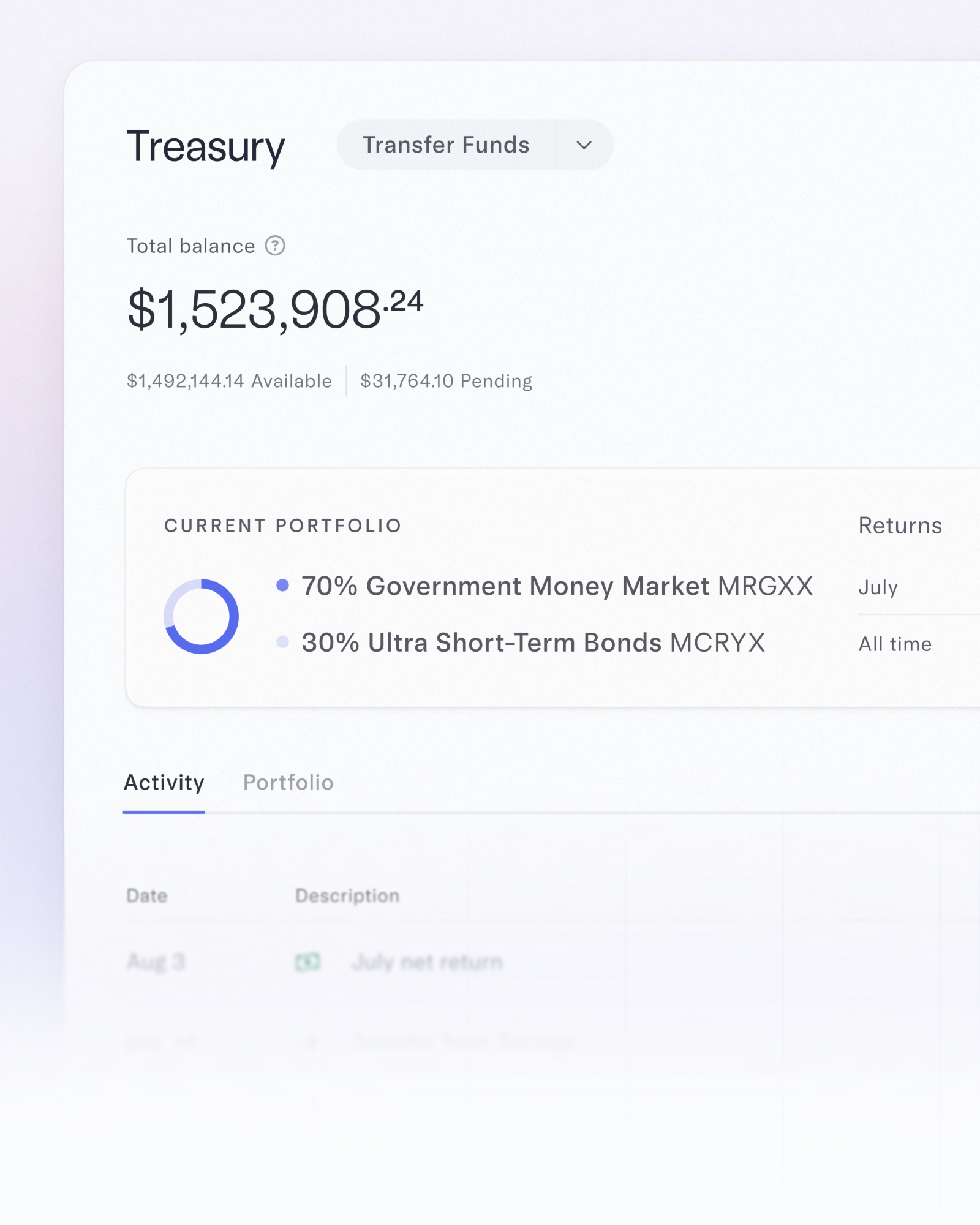 mercury treasury dashboard