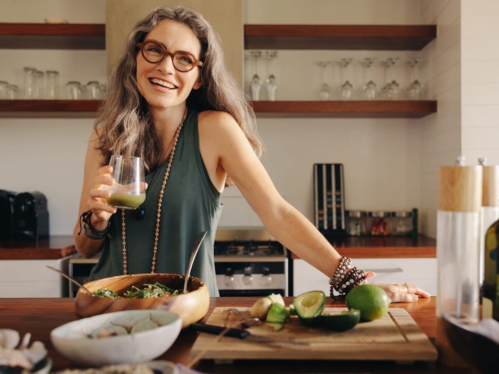 enjoying healthy lunch