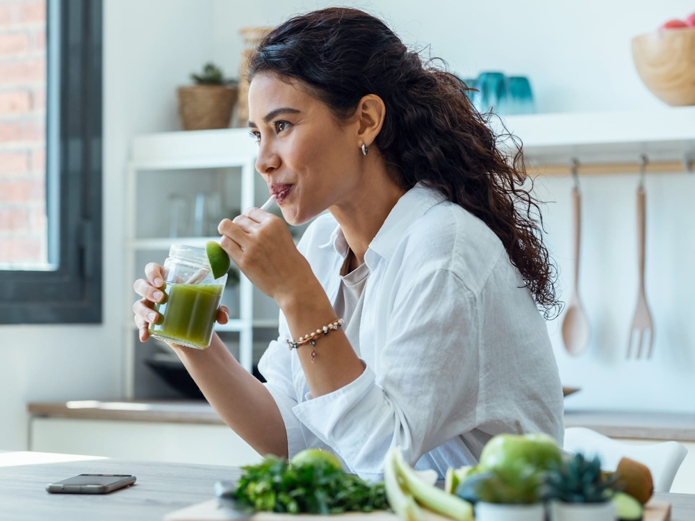 enjoying health drink