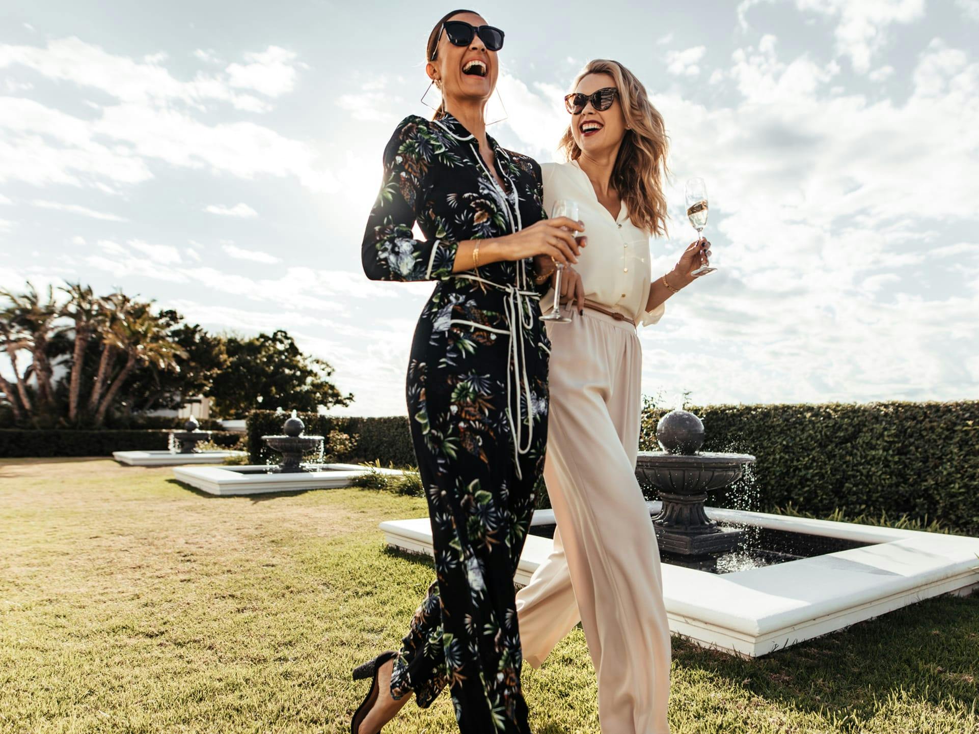 glamorous walk with wine