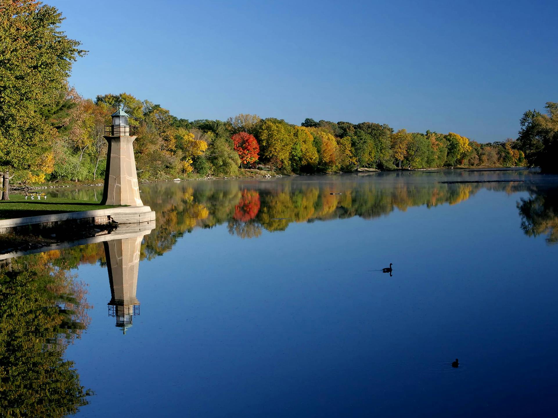 landmark in Geneva Illinois on a river