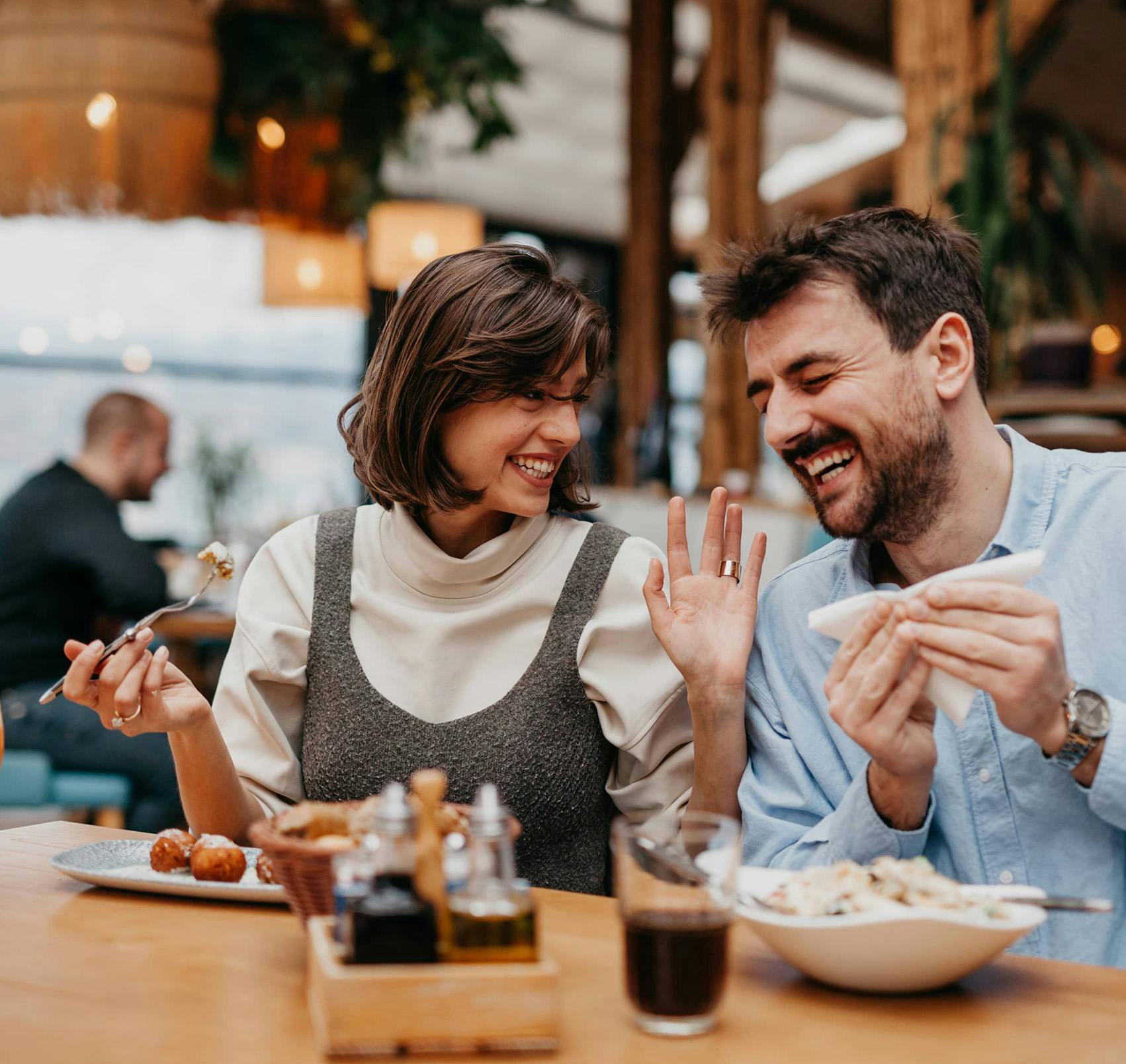 couple enjoying meal