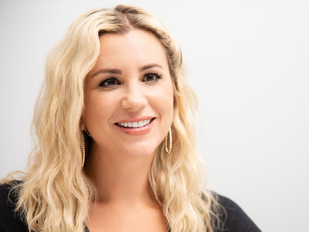 blonde woman smiling