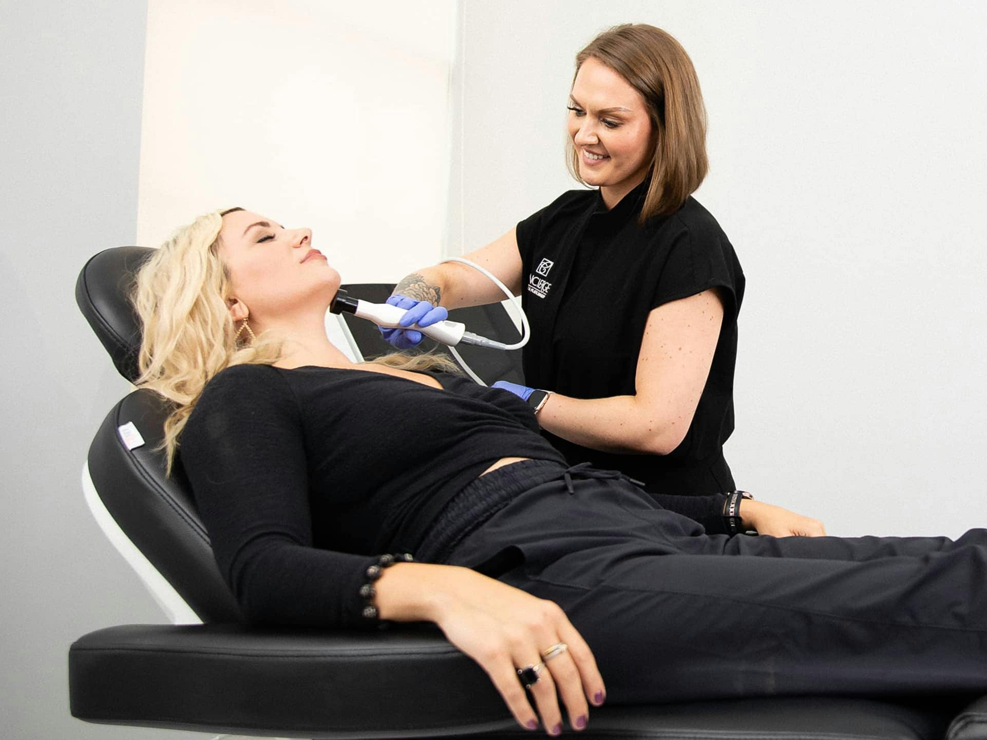 woman getting skin treatment