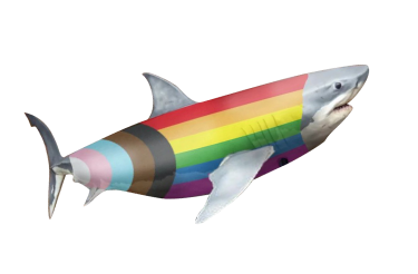 Shark with rainbow patterned skin