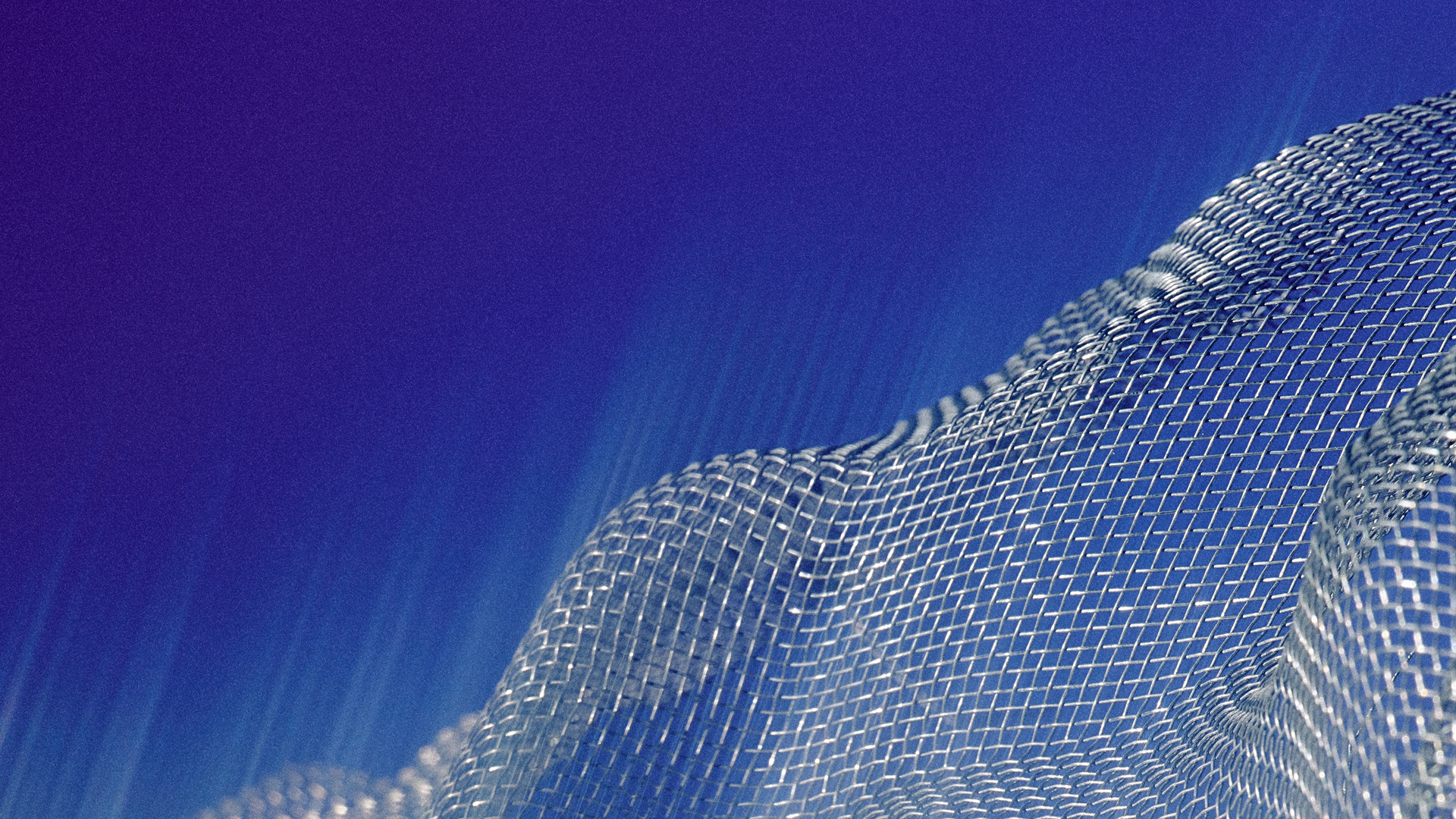 Wire mesh with blue background