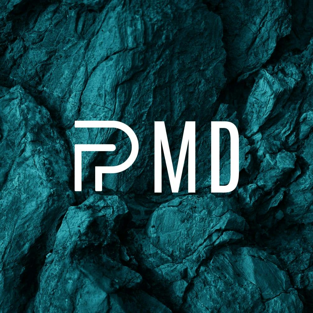 turquoise rocks with logo