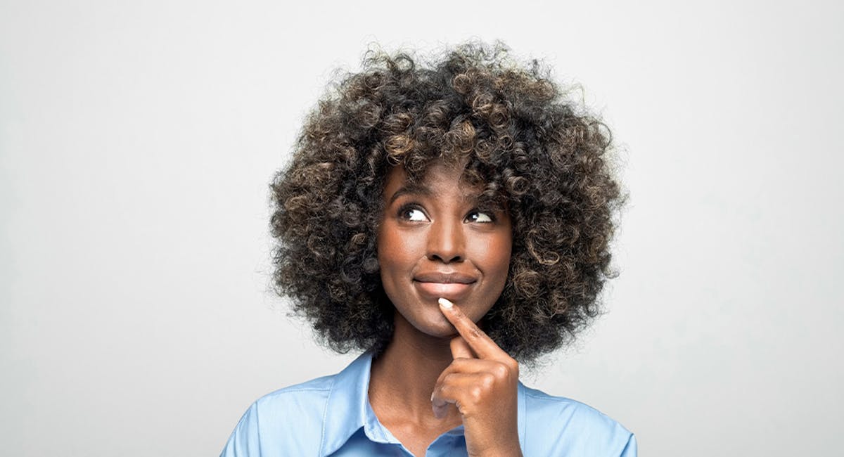 woman making a thinking face
