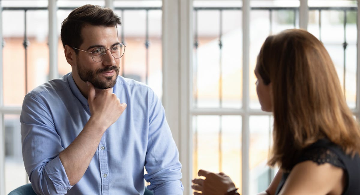 two people having dicussion