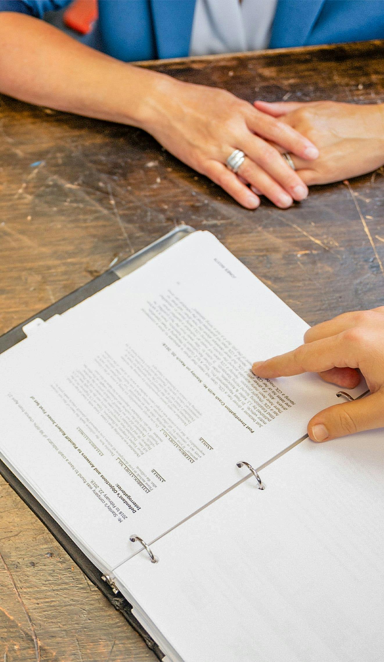 case documents on table