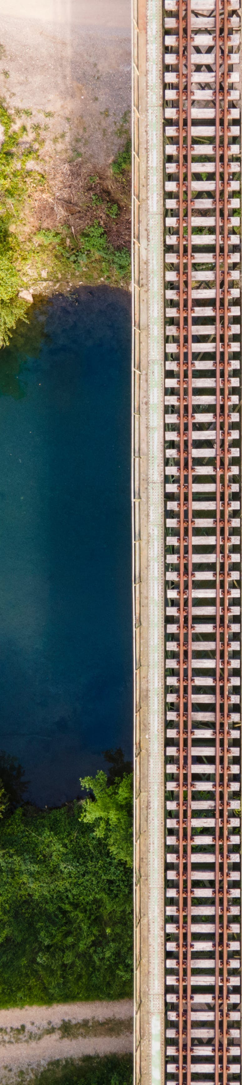 Aerial view of a railroad track