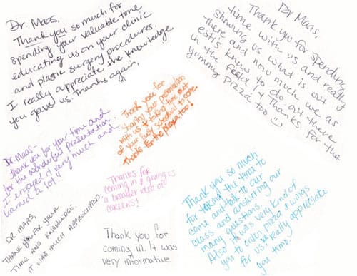 image of handwritten thank you messages