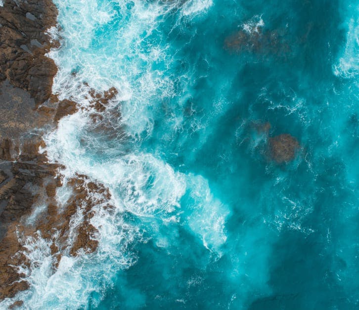 top sky view down on coast line