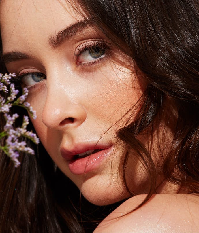 close up on woman's face