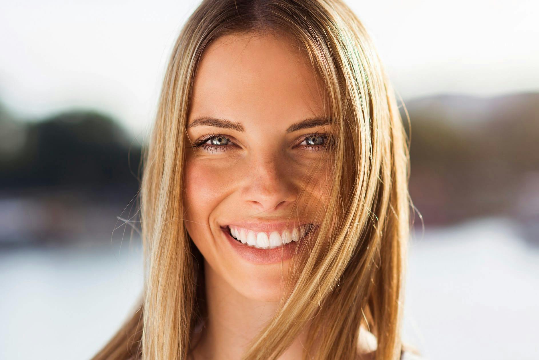 Blonde woman smiling