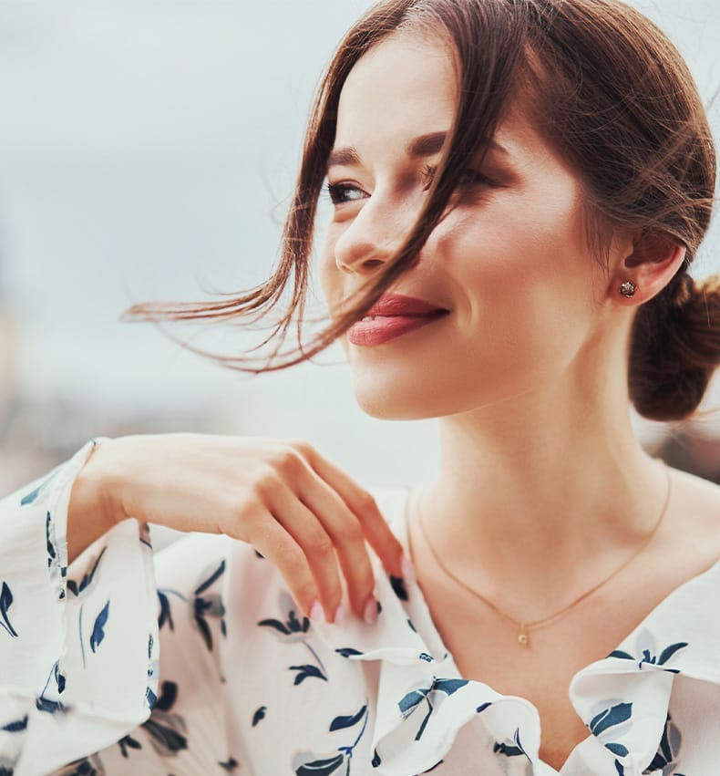 Woman in white blouse