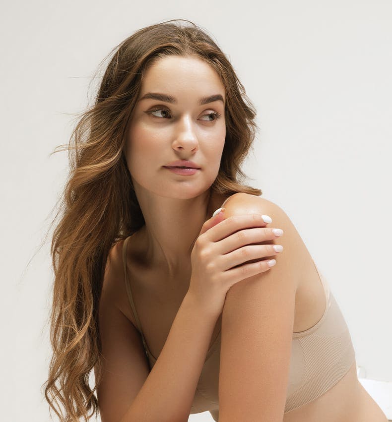 Woman glancing over shoulder