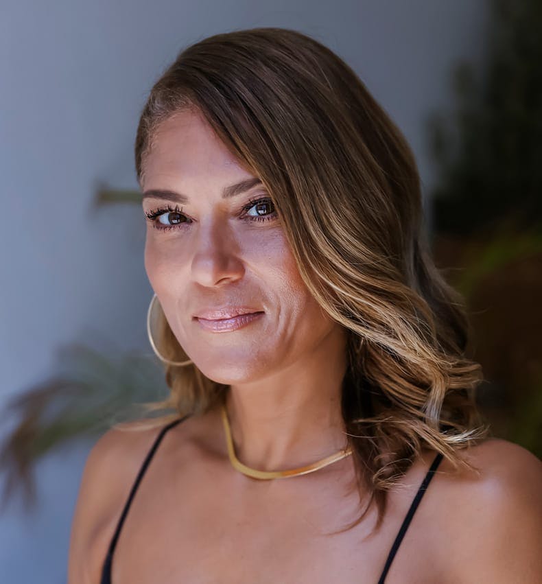 brunette with tanned skin