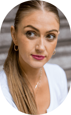 Woman with pink lipstick
