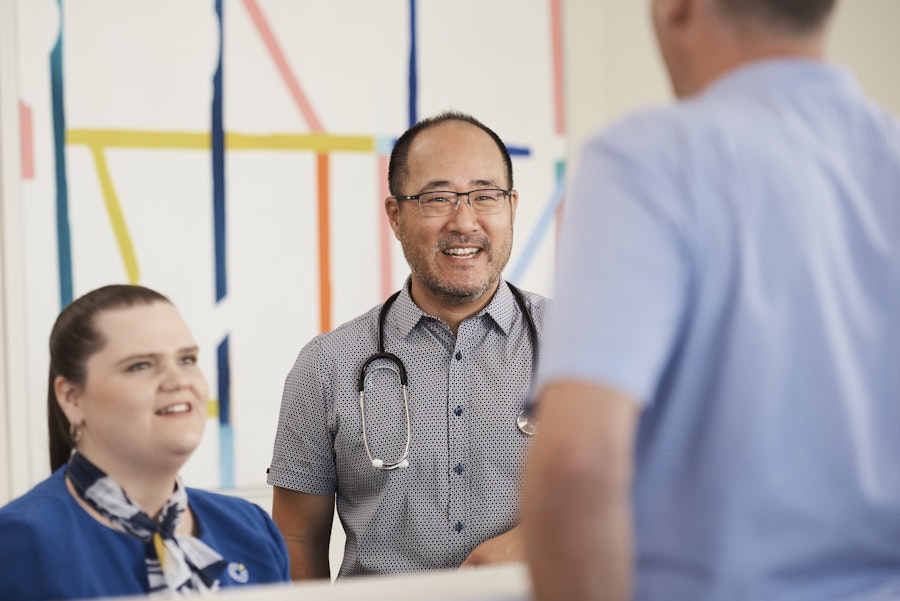 Ashmore centre reception with doctor