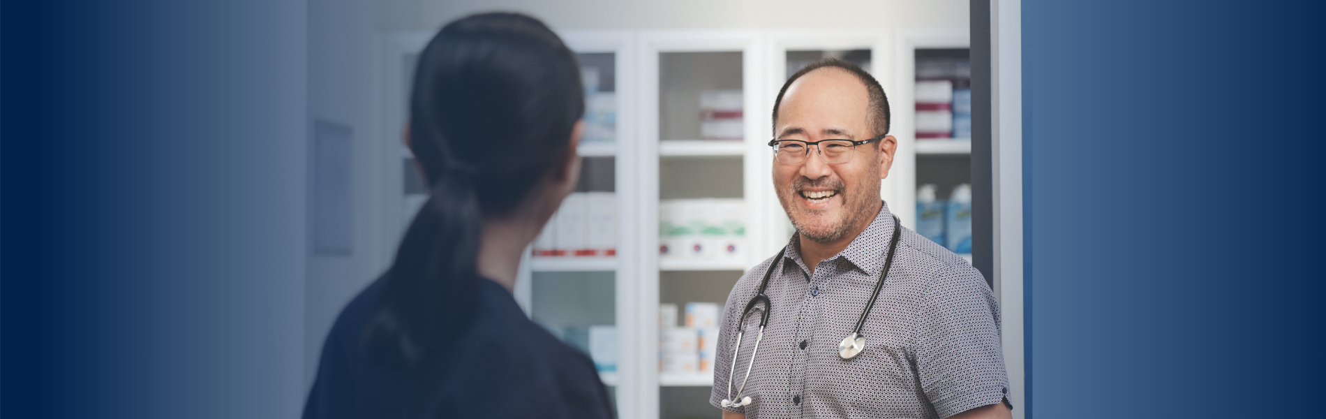 Dctor and nurse in centre