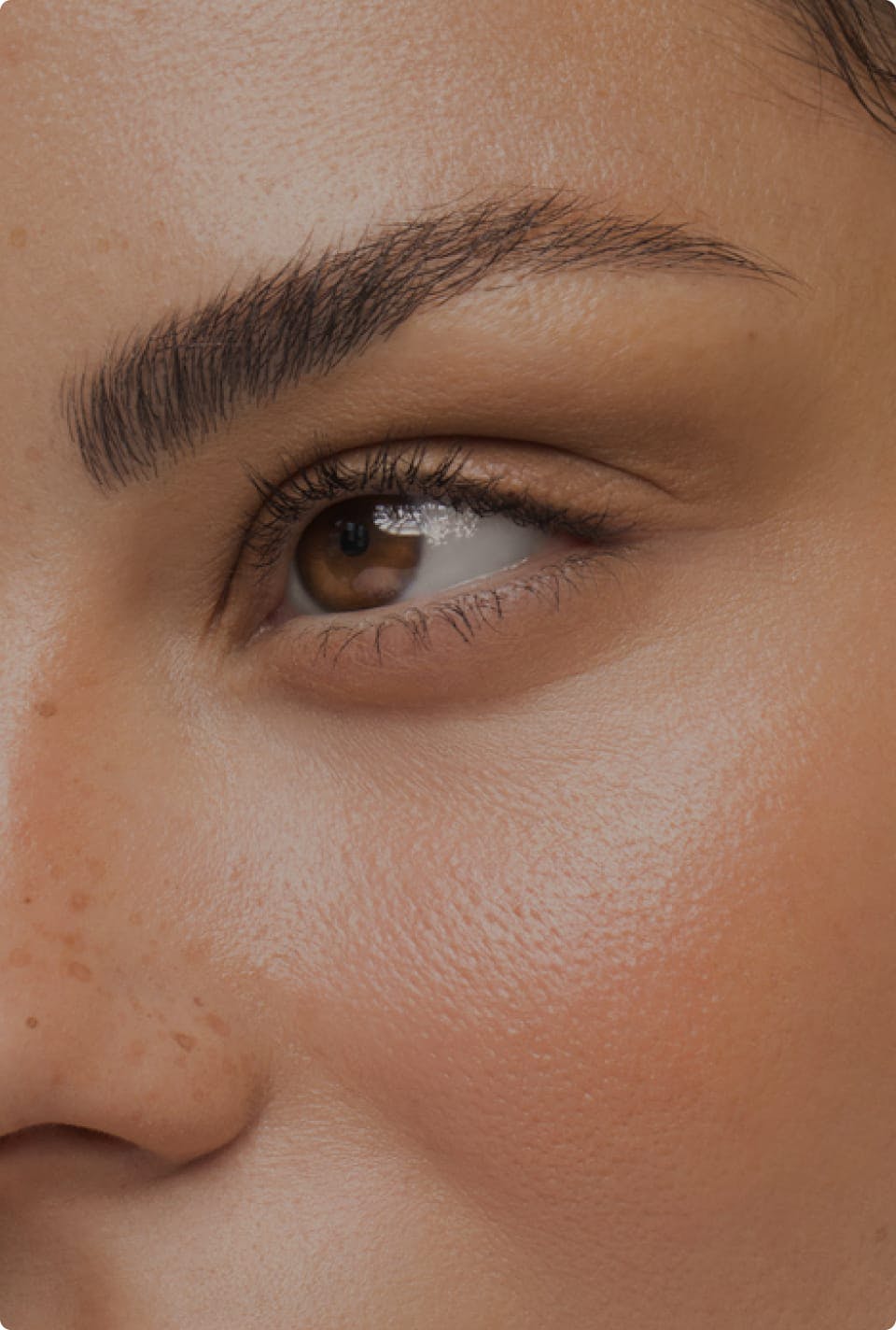 Close-up of a woman’s eye and eyebrow