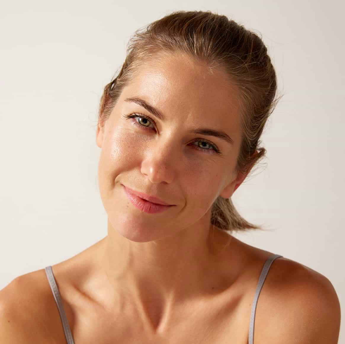 woman smirking