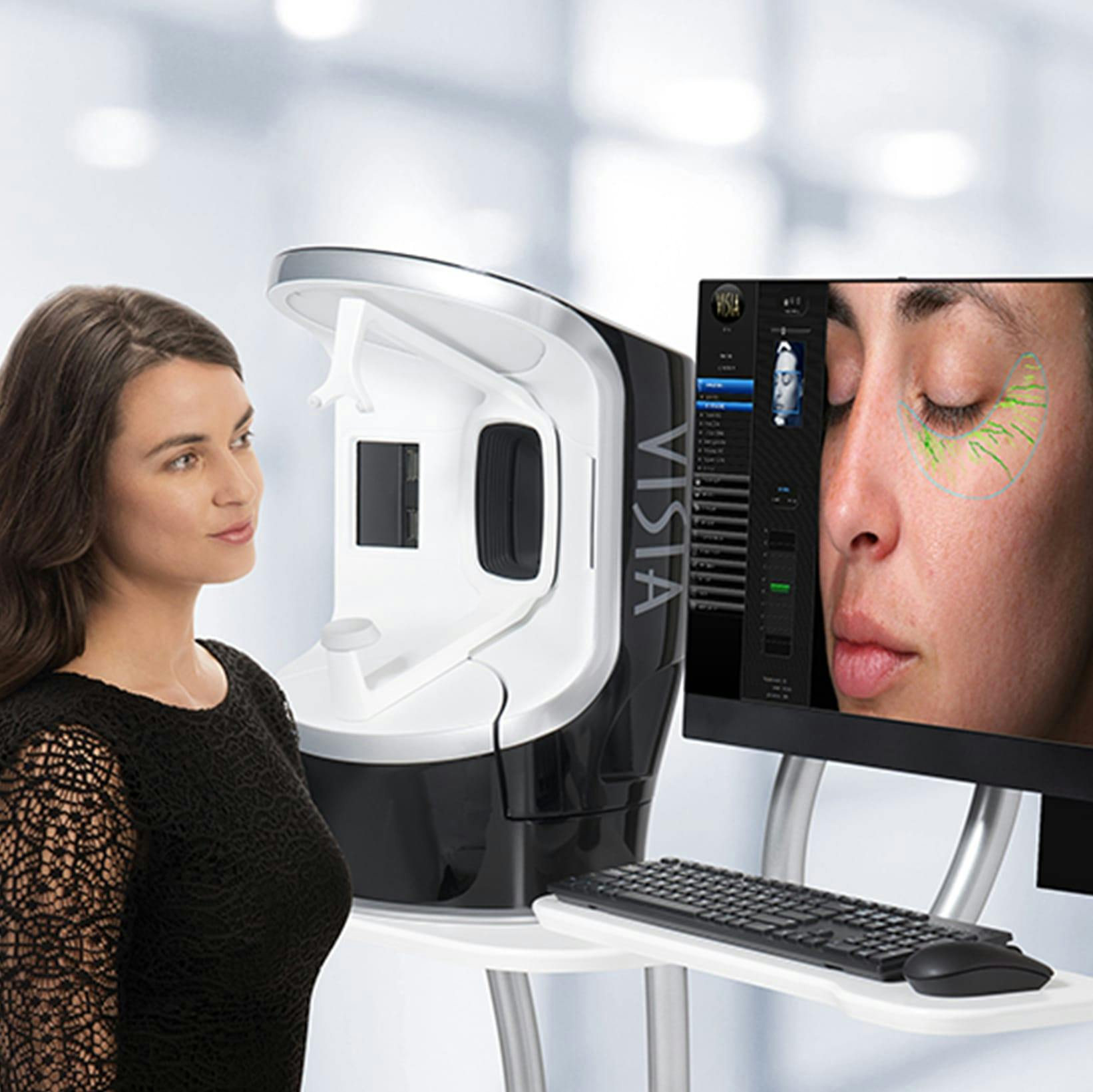 woman looking at Visia Skin Analysis machine