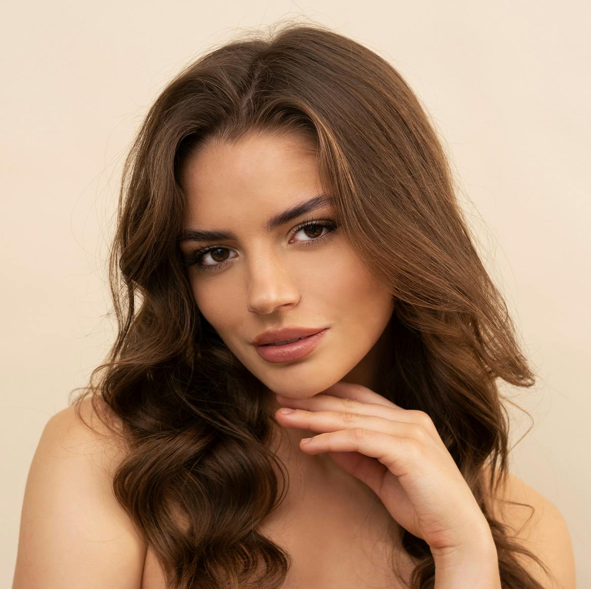 woman with curly brown hair