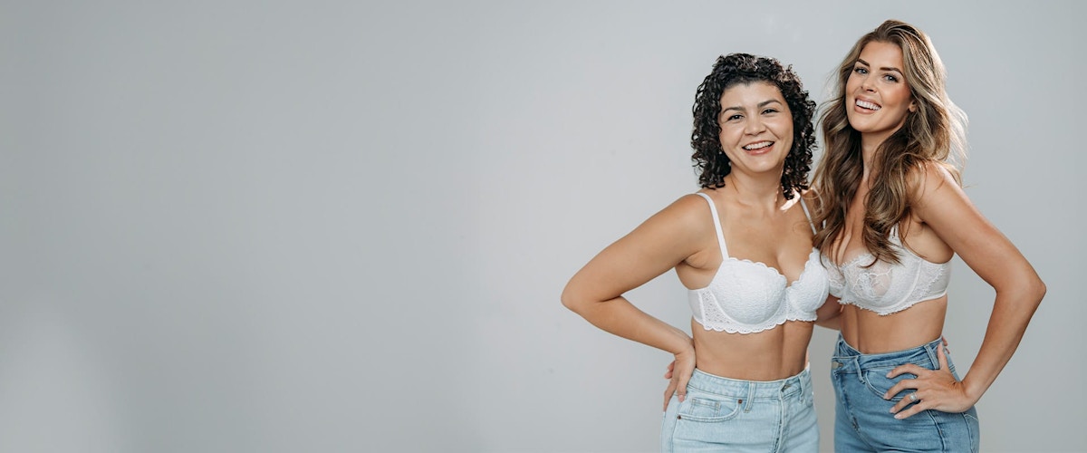 Women in jeans and bras