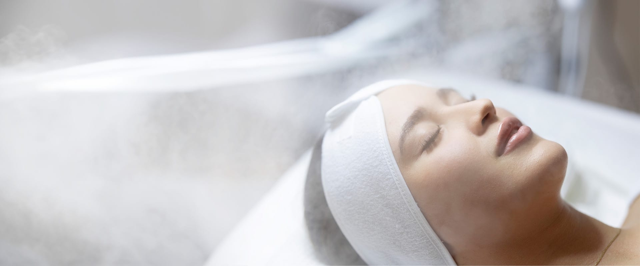 Woman in steam room