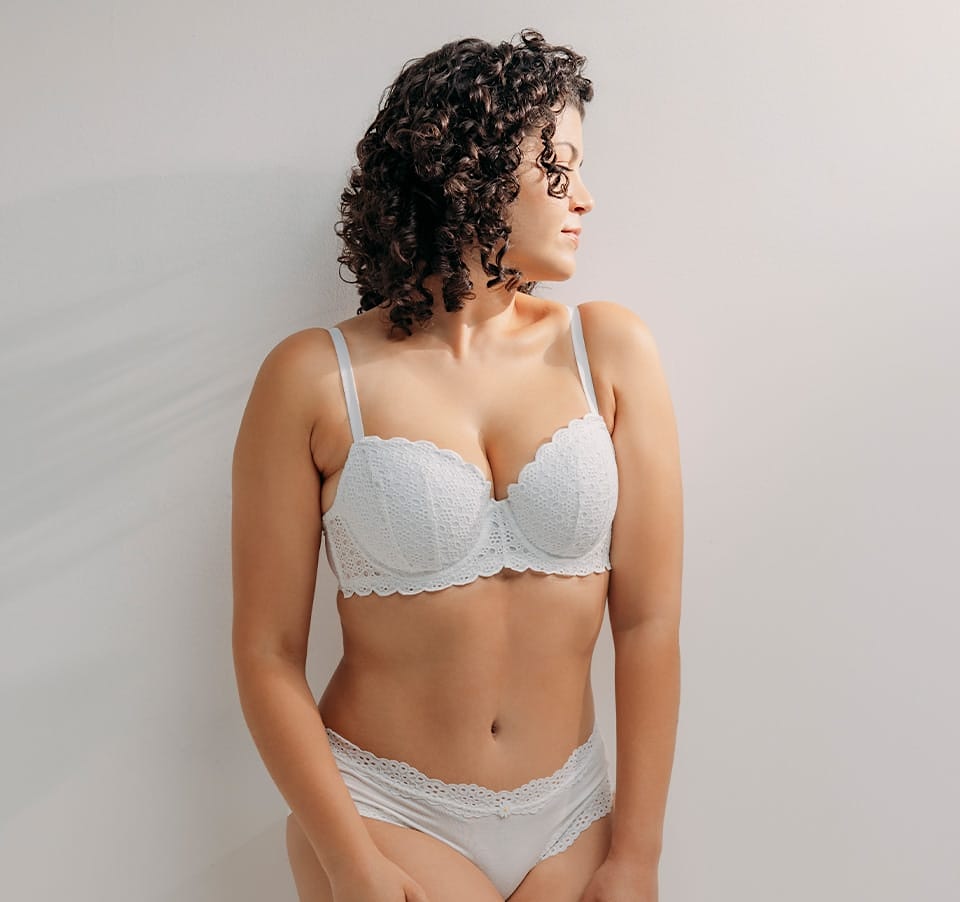 Woman wearing white lingerie