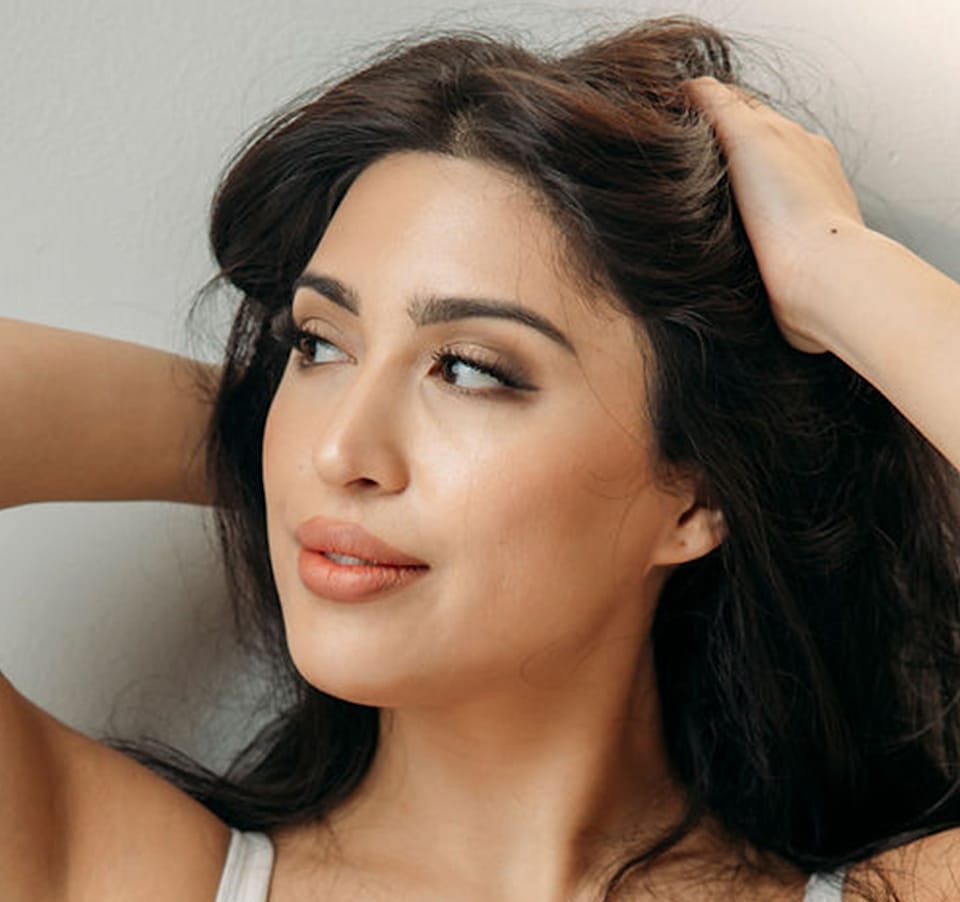 Blonde woman smiling