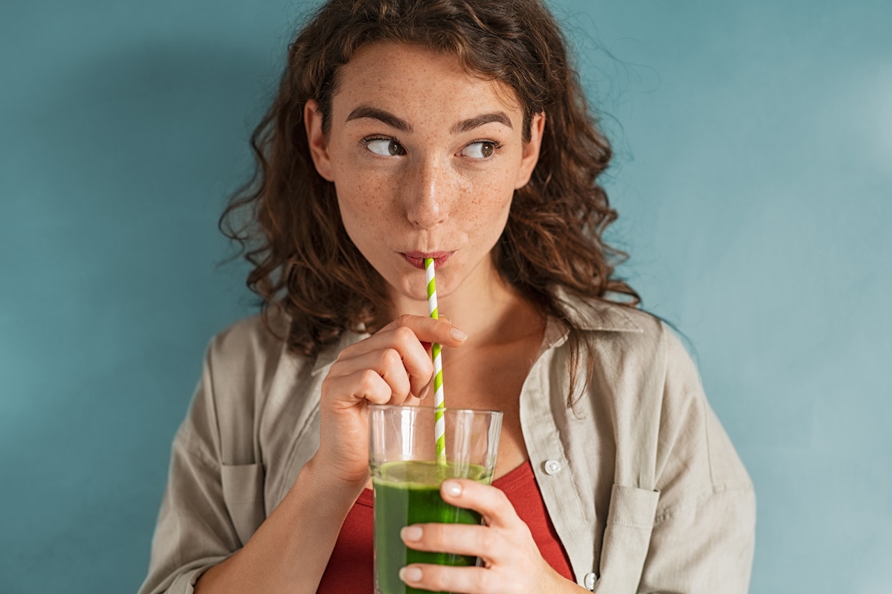 Girl drinking smoothie