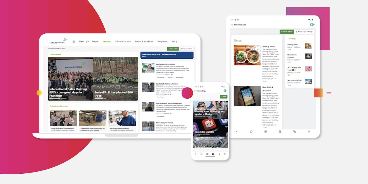 Screenshots from EWG's communication platform