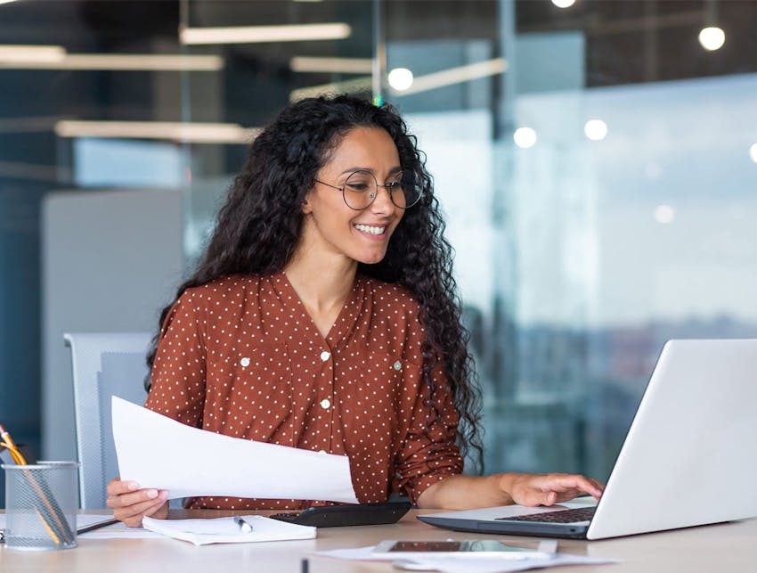 woman working on a laptop