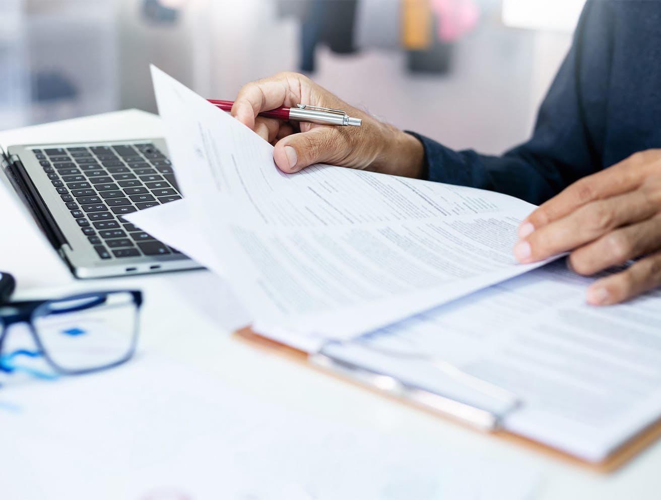 person working on paperwork