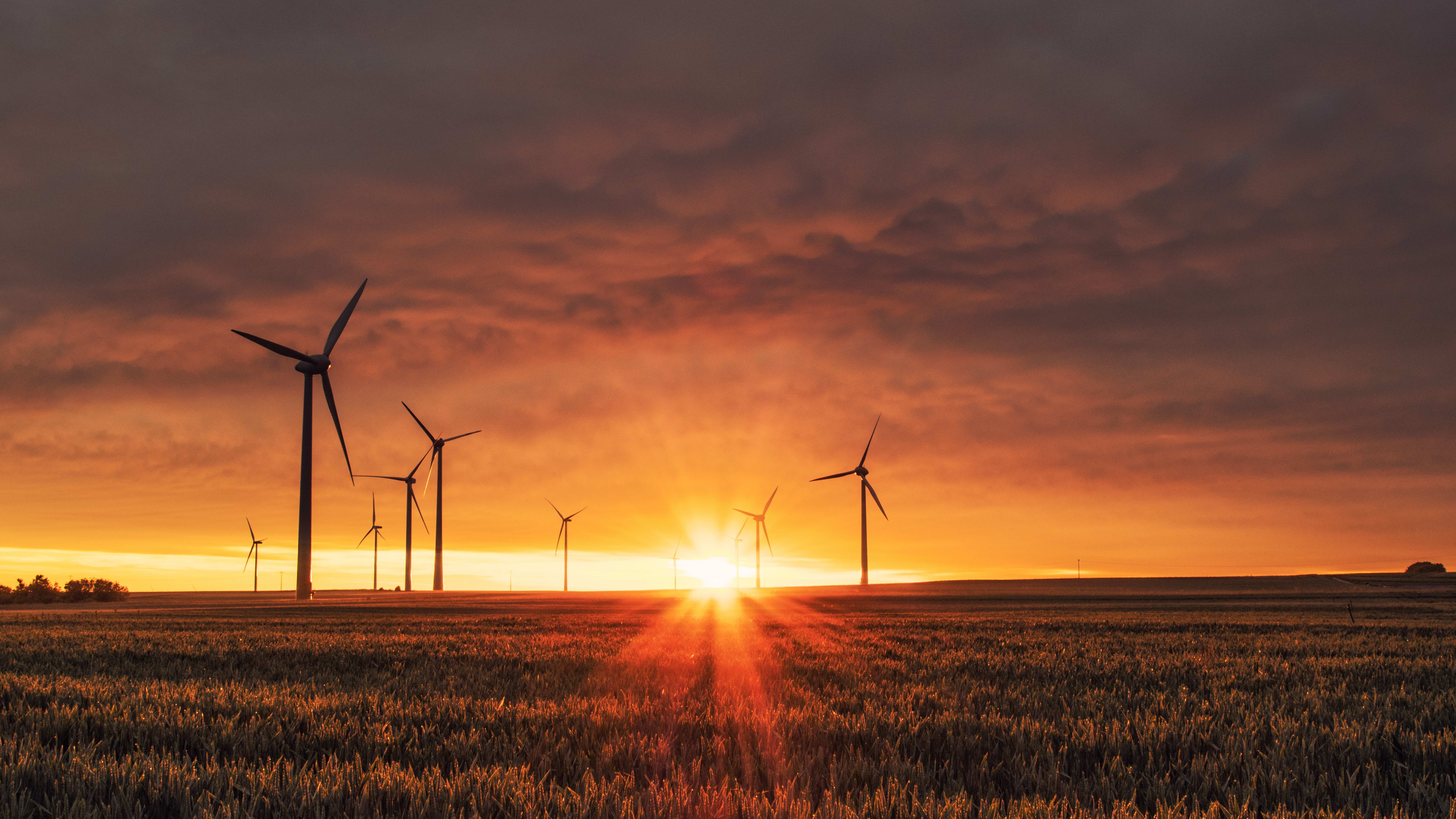 Sunset with windmills