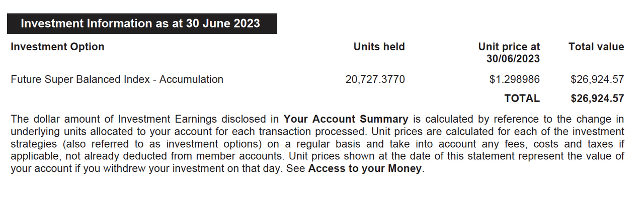 Investment Information as at 30 June 2023