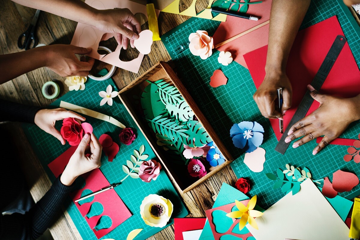 Image of people doing diy crafts and christmas gifts.