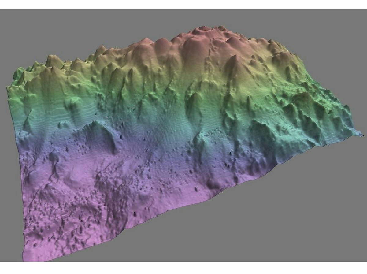 Multibeam map of the flanks of a seamount