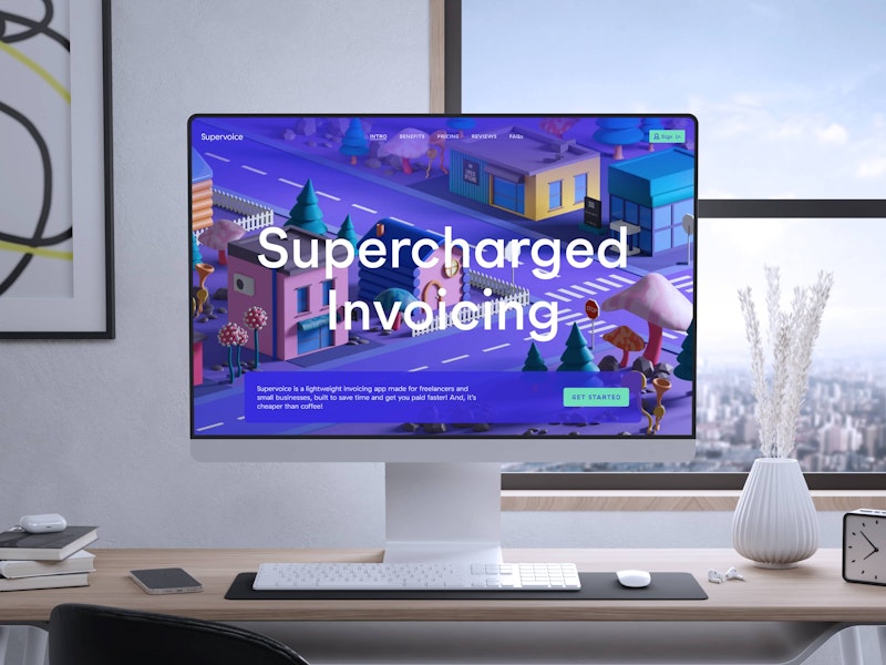 Supervoice Homepage design on desktop
