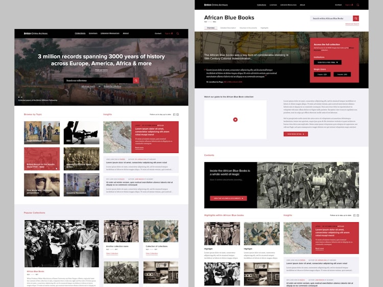 British Online Archives Homepage UI Design