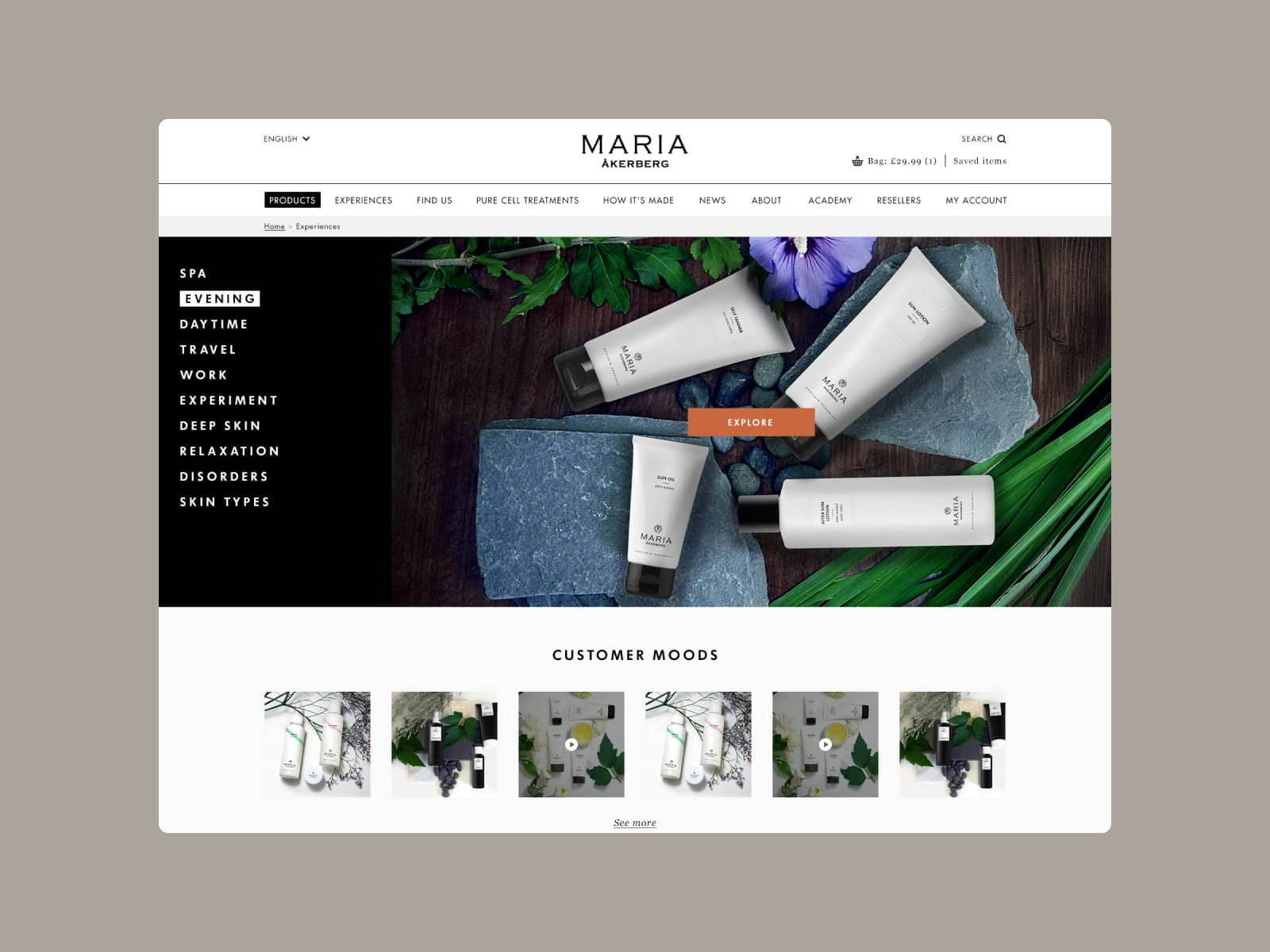 Maria Akeberg internal page UI Design