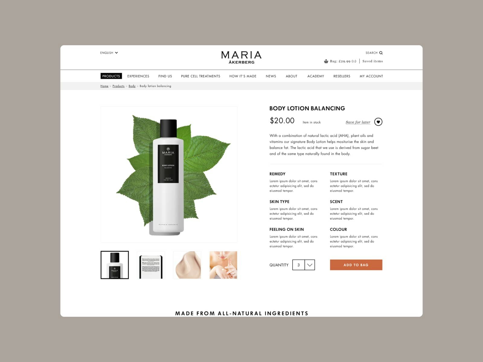 Maria Akerberg Ecommerce Product Page UI/UX Design