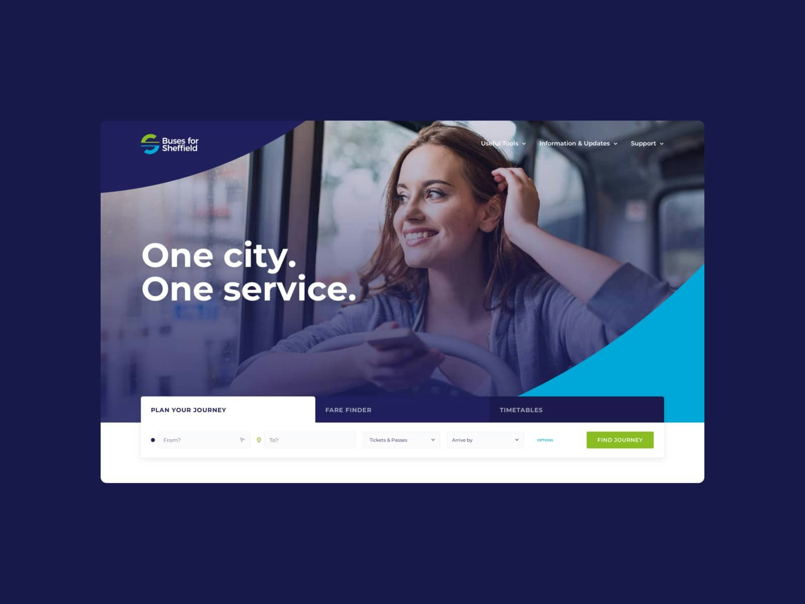 Buses for Sheffield Transport Homepage UI/UX Design