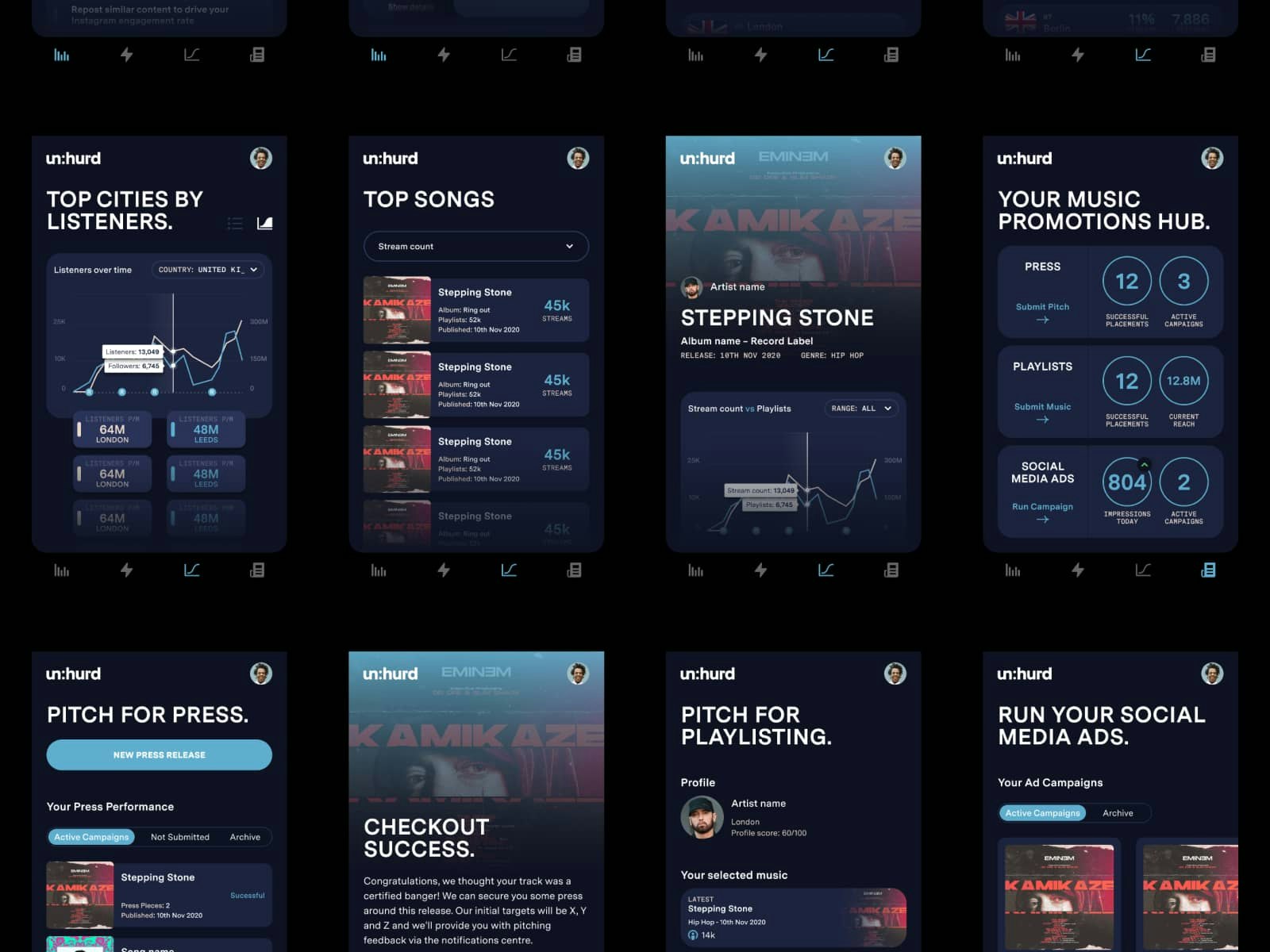 Unhurd Music Mobile App UI/UX Design