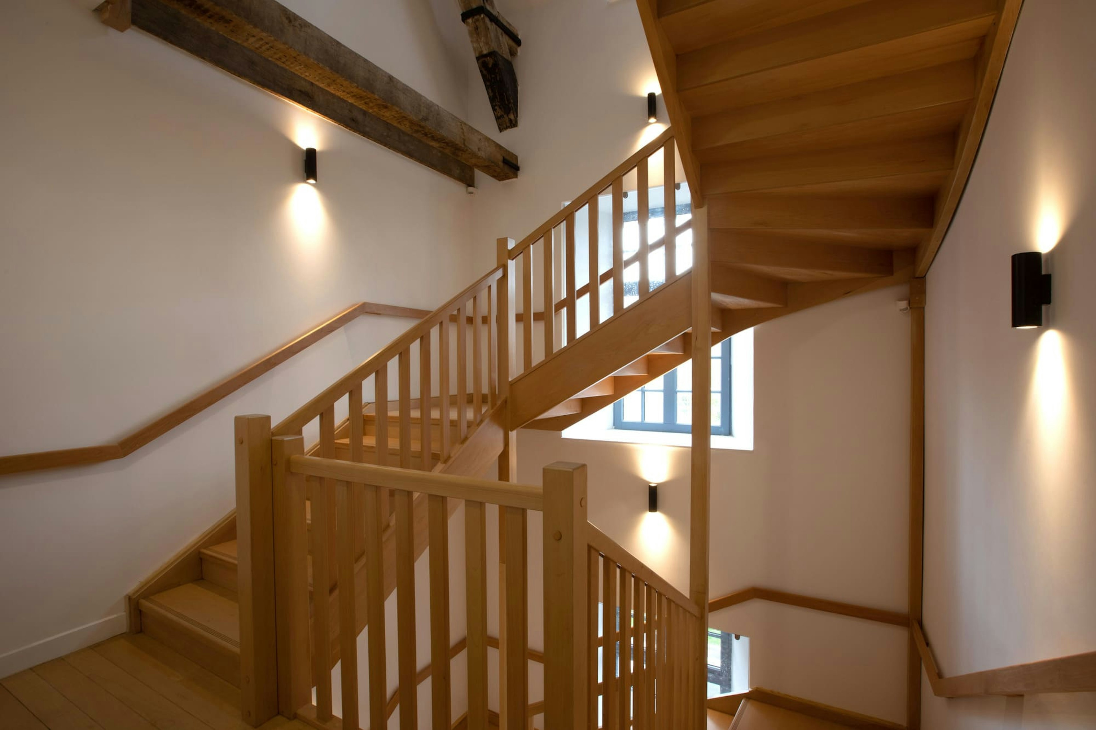 architecture, building, house, housing, staircase, indoors, interior design, foyer, wood, lamp
